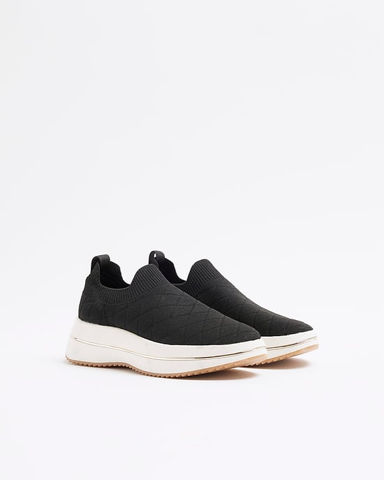 River Island Womens Slip On Trainers Black Knitted - Image 2