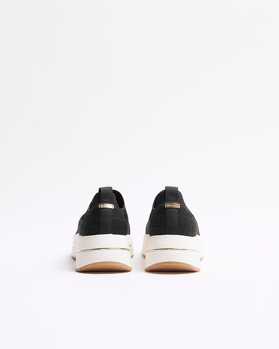River Island Womens Slip On Trainers Black Knitted - Image 3