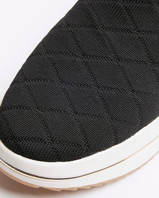 River Island Womens Slip On Trainers Black Knitted - Image 4