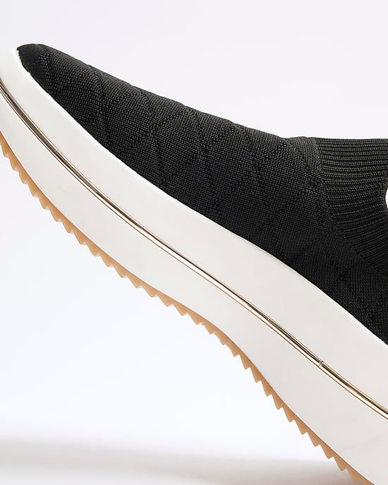 River Island Womens Slip On Trainers Black Knitted - Image 5