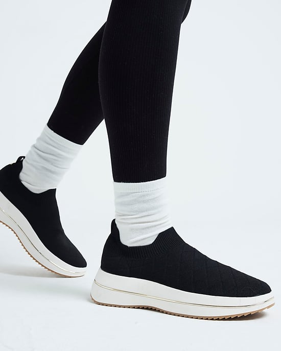 River Island Womens Slip On Trainers Black Knitted - Image 6