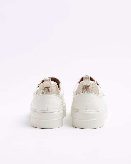 River Island Womens Platform Trainers White Wide Fit Zip - Image 3