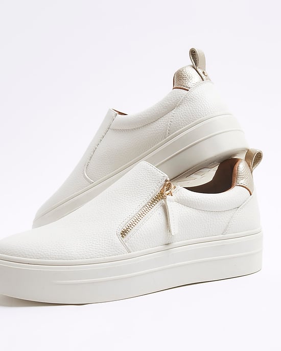 River Island Womens Platform Trainers White Wide Fit Zip - Image 4