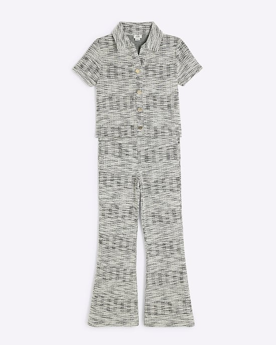 River Island Girls Polo Top & Kickflare Set Grey - Image 5