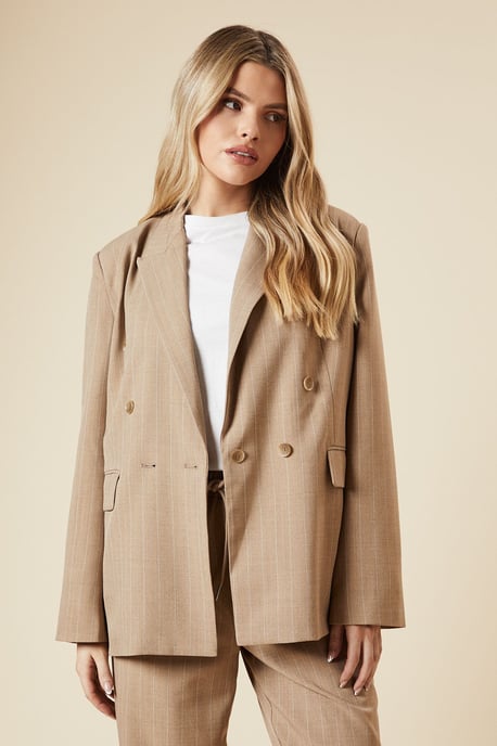 Oversized Double Breasted Stripe Blazer - Image 1