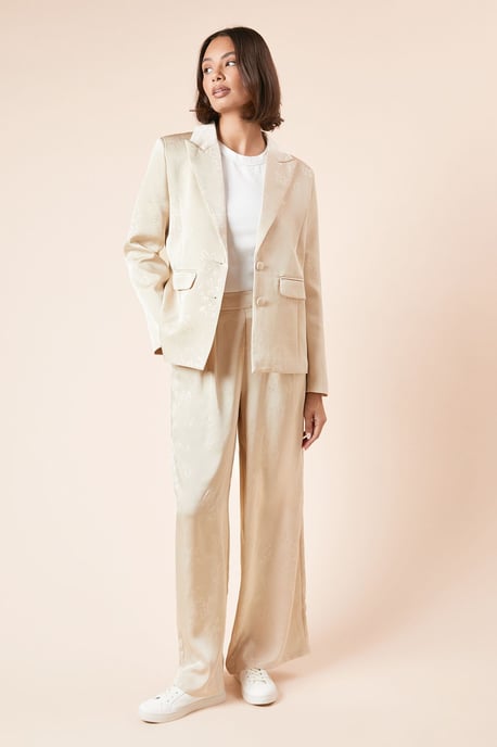 Single Breasted Satin Jacquard Blazer - Image 2