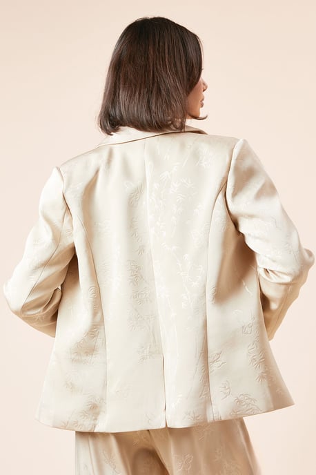 Single Breasted Satin Jacquard Blazer - Image 3