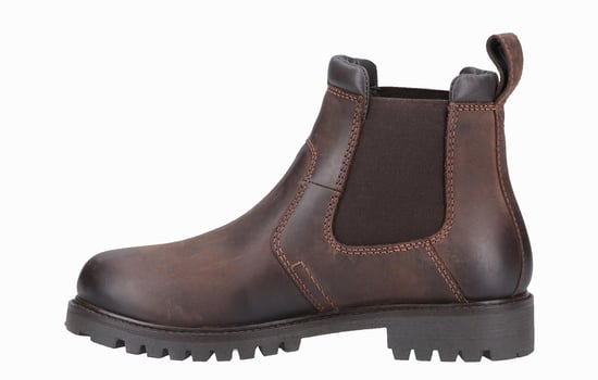 Cotswold Pamington Leren Damesschoenen Bruine Platte Chelsea Laarzen - Image 5