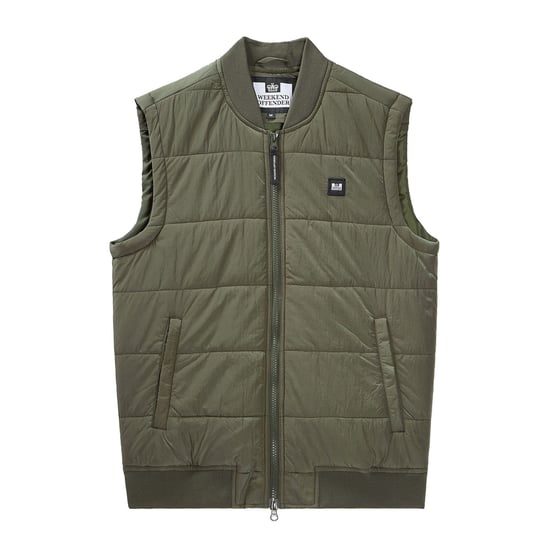Men's Weekend Offender Saharun Lightweight Quilted Gilet in Green - Image 3
