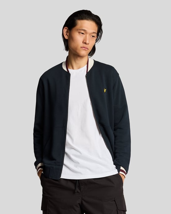 Lyle & Scott Halvemouwe Jersey Bomberjack - Marineblauw - Image 1