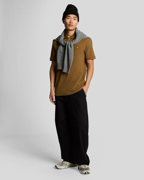 Lyle & Scott Branded Chest Logo Wild Nettle Brown pikétröja - Image 2