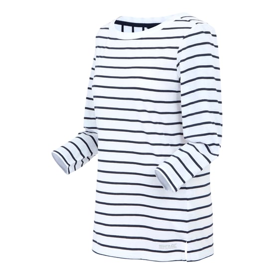 Regatta Dam/Ladies Baylette II randig T-shirt (Vit/marinefärgad) - Image 3