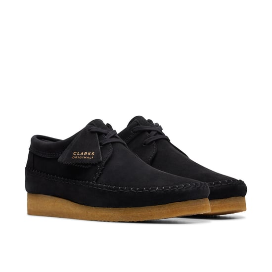 Men's Clarks Weaver Suede Shoes in Black - Image 4