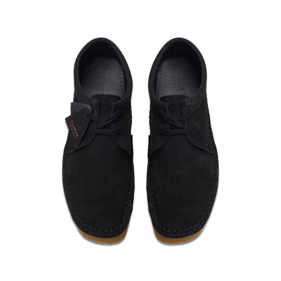 Men's Clarks Weaver Suede Shoes in Black - Image 6