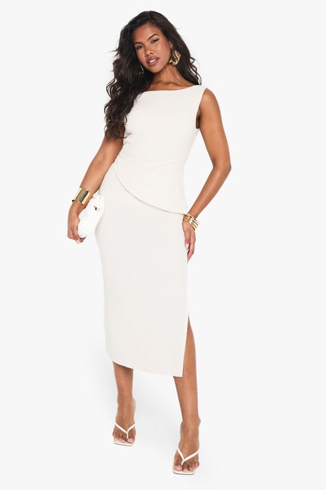 Linen Look Asymetric Midaxi Dress - Image 1
