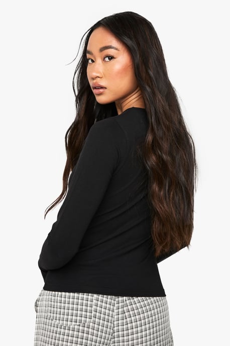 Boohoo Basics Longline Long Sleeve Crew Neck Top - Image 2