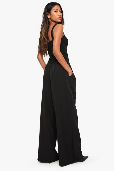 Woven Pleated Belted Wide Leg Trouser - Image 2