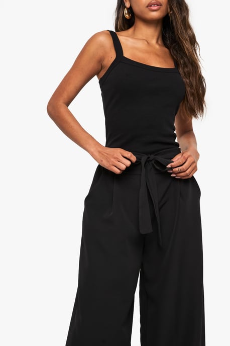 Woven Pleated Belted Wide Leg Trouser - Image 4