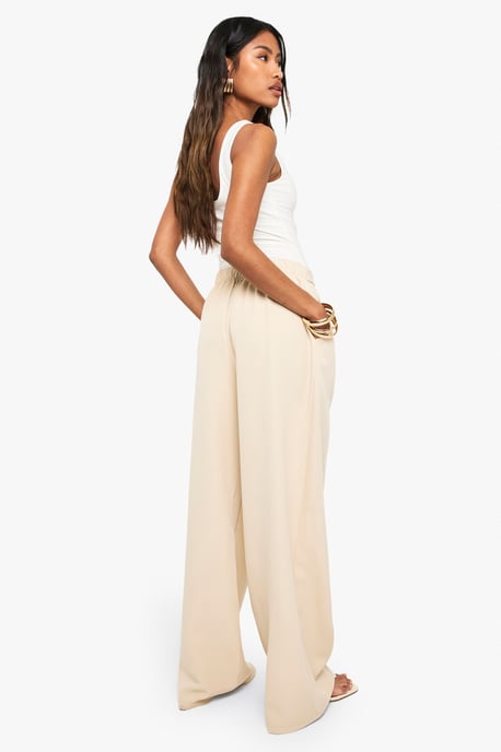 Woven Pleated Belted Wide Leg Trouser - Image 2