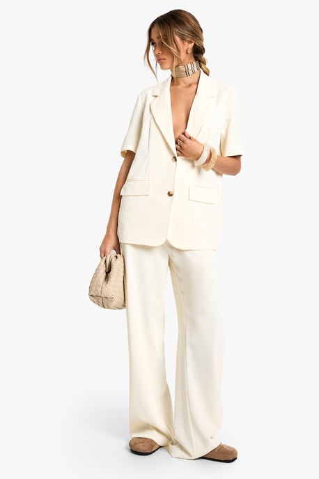 Tailored Woven Pleated Straight Leg Trousers - Image 3