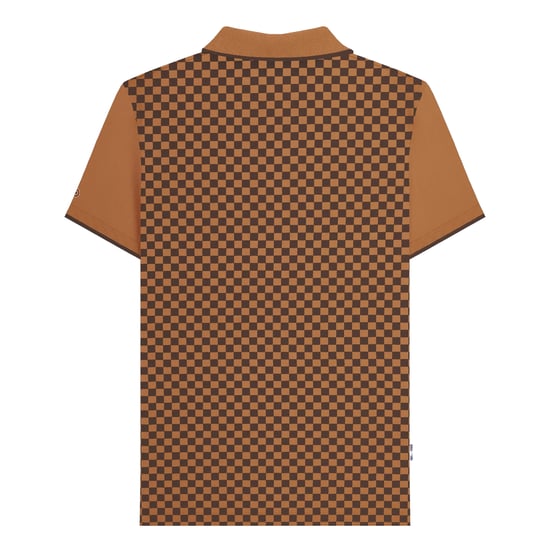 Lambretta Herenpoloshirt met tweekleurige all-over print (Tabak) - Image 2