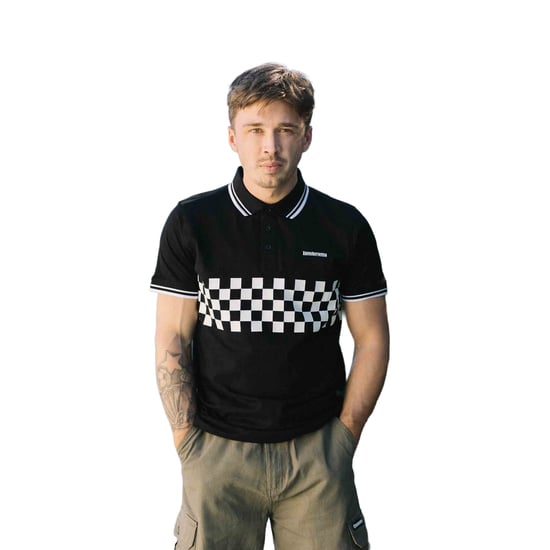 Lambretta Mens SS25 Two Tone Tipped Polo Shirt (Black/White) - Image 3