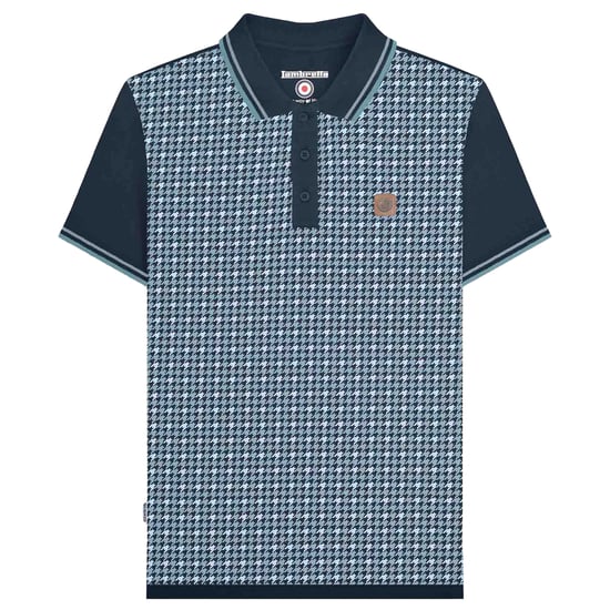 Lambretta Mens SS25 Houndstooth Big & Tall Polo Shirt (Navy) - Image 1