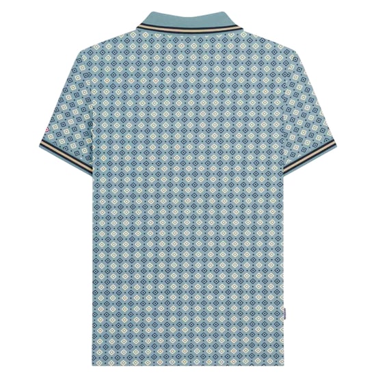 Lambretta Mens SS25 Geometric Big & Tall Polo Shirt (Smoke Blue) - Image 2