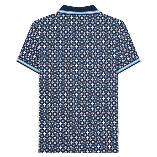 Lambretta Mens SS25 Geometric Big & Tall Polo Shirt (Navy/Azure Blue) - Image 2
