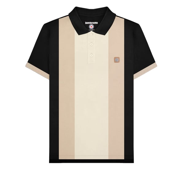 Lambretta Heren Vintage poloshirt met panelen (Zwart) - Image 1