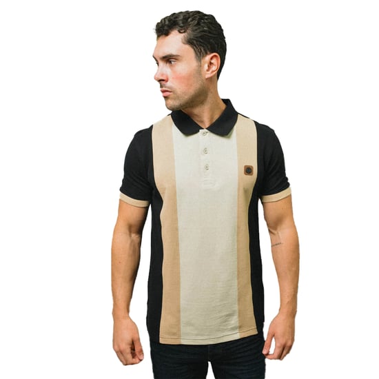 Lambretta Heren Vintage poloshirt met panelen (Zwart) - Image 3