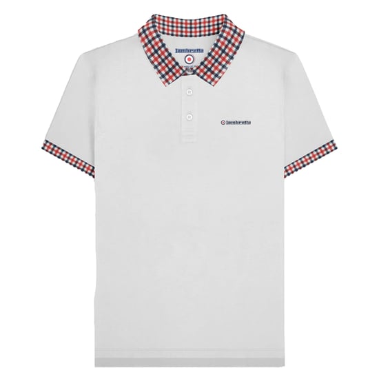 Lambretta Heren SS25 Gingham Poloshirt (Wit) - Image 1