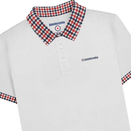 Lambretta Heren SS25 Gingham Poloshirt (Wit) - Image 3