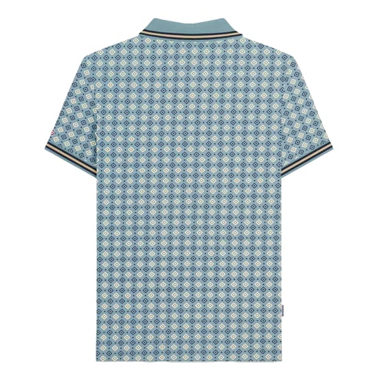 Lambretta Mens SS25 Geometric Polo Shirt (Smoke Blue) - Image 2