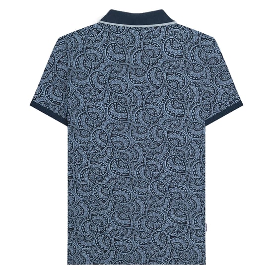 Lambretta Heren AW24 Paisley Tonal Polo Shirt (Marine/Donkerblauw) - Image 2