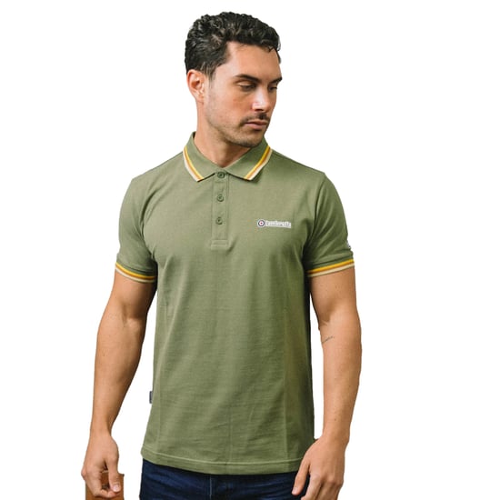 Lambretta Mens SS25 Triple Tipped Polo Shirt (Khaki Green) - Image 3