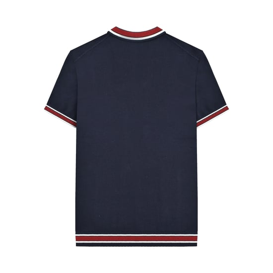 Lambretta Mens Valero Knitted Tipped Short-Sleeved Polo Shirt (Navy) - Image 2