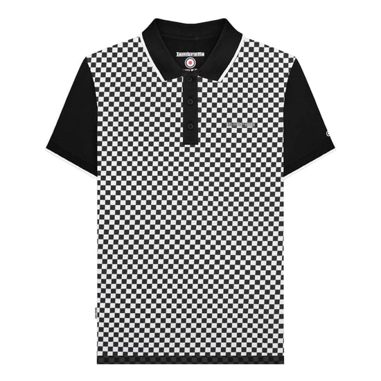 Lambretta Herenpoloshirt met tweekleurige all-over print (Zwart, Wit) - Image 1