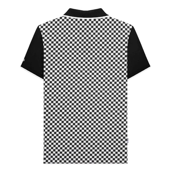 Lambretta Herenpoloshirt met tweekleurige all-over print (Zwart, Wit) - Image 2