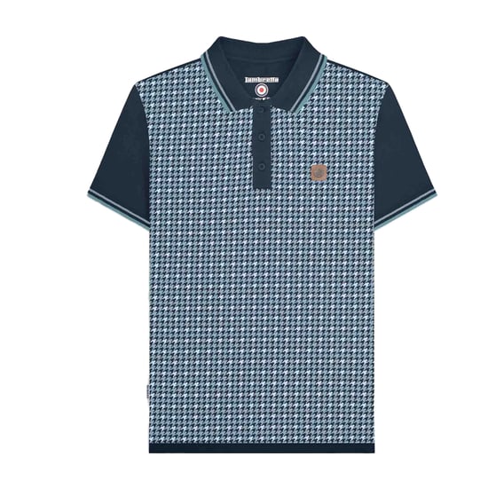 Lambretta Mens SS24 Houndstooth Polo Shirt (Navy) - Image 1