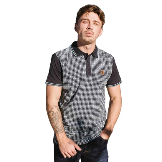 Lambretta Mens SS24 Houndstooth Polo Shirt (Navy) - Image 3
