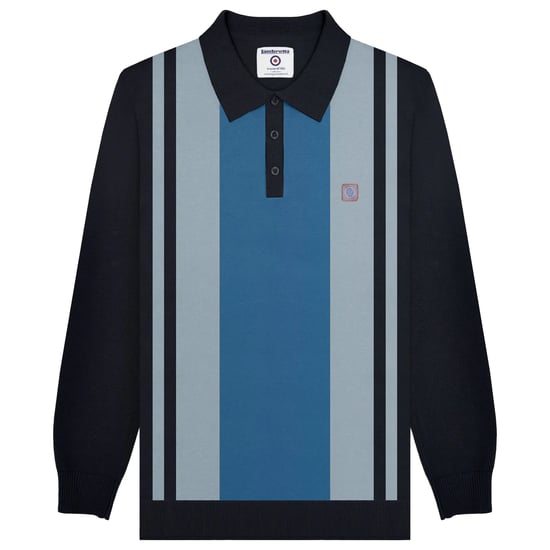 Lambretta Heren AW24 Vintage poloshirt met lange mouwen (Marine) - Image 1
