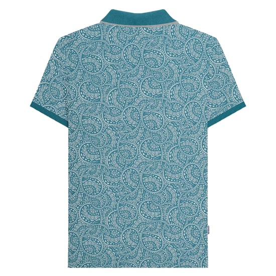 Lambretta Heren AW24 Paisley Tonal Polo Shirt (Gulf Coast) - Image 2