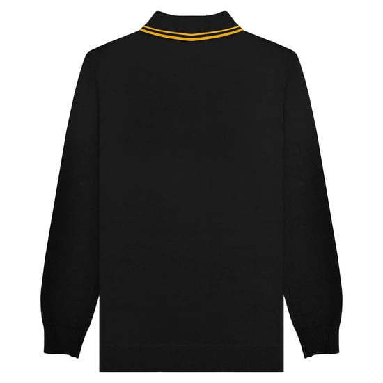 Lambretta Heren Gebreid poloshirt met lange mouwen (Zwart/Goud) - Image 2