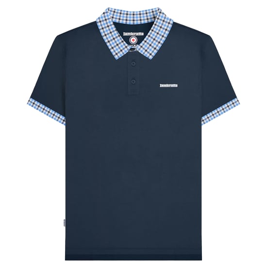 Lambretta Heren SS25 Gingham Polo Shirt (Marineblauw) - Image 1