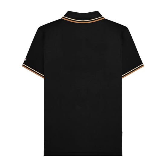 Lambretta Heren SS25 Twin Tip Poloshirt (Zwart/hout essen) - Image 2