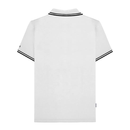 Lambretta Mens SS25 Two Tone Tipped Polo Shirt (White/Black) - Image 2