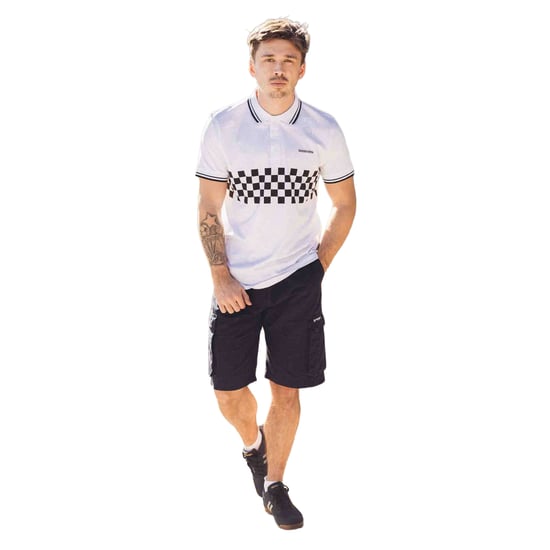 Lambretta Mens SS25 Two Tone Tipped Polo Shirt (White/Black) - Image 3