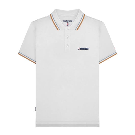 Lambretta Heren SS25 Twin Tip Poloshirt (Wit/Kleurig) - Image 1