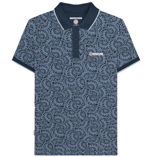 Lambretta Heren Paisley Tonaal Groot & Lang Poloshirt (Navy/Dusky blauw) - Image 1